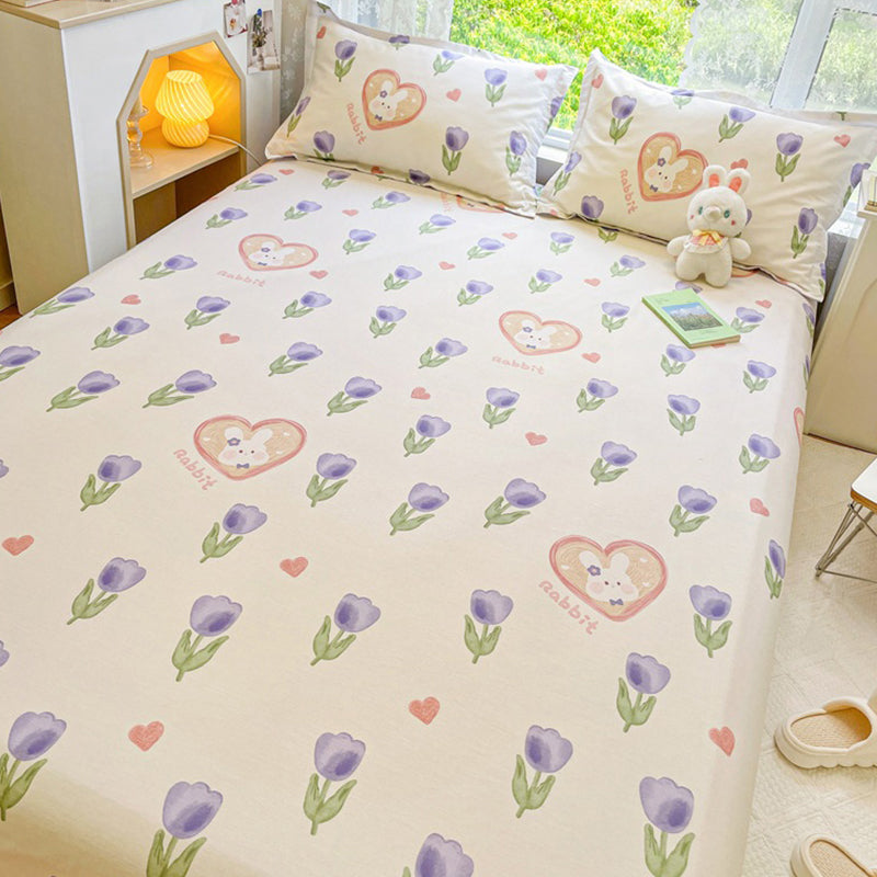 Sheets Cotton Floral Printed Wrinkle Resistant Ultra Soft Breathable Bed Sheet Set