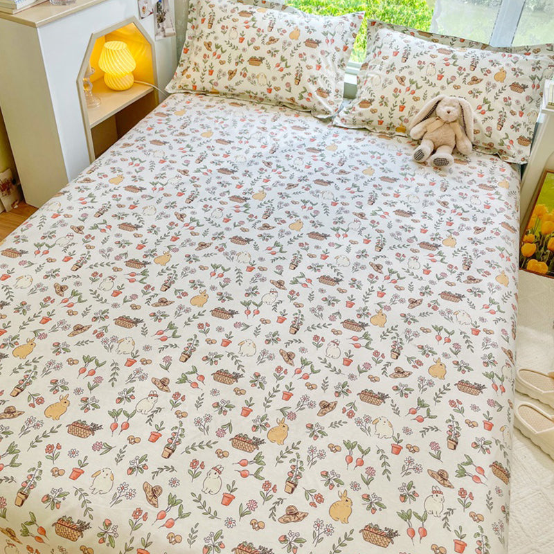 Sheets Cotton Floral Printed Wrinkle Resistant Ultra Soft Breathable Bed Sheet Set
