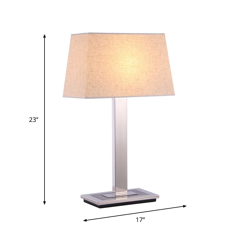 Éclairage de table en tissu pagode simple, lampe de table de chevet à 1 ampoule en lin avec support en chrome poli