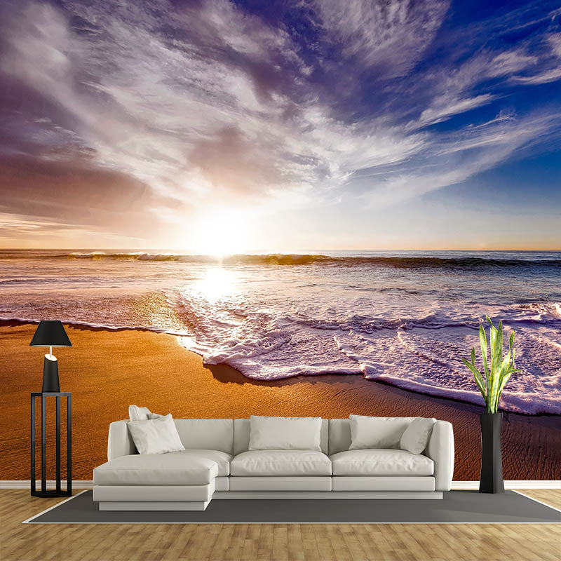 Environmental Moisture Resistant Wallpaper Living Room Sea Print Photography