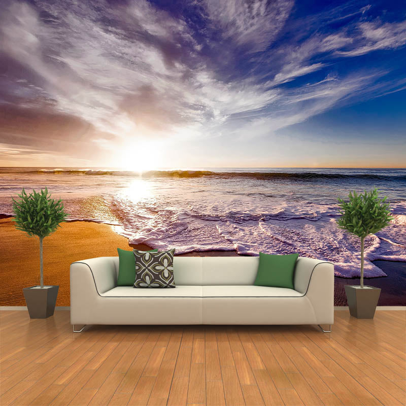 Environmental Moisture Resistant Wallpaper Living Room Sea Print Photography