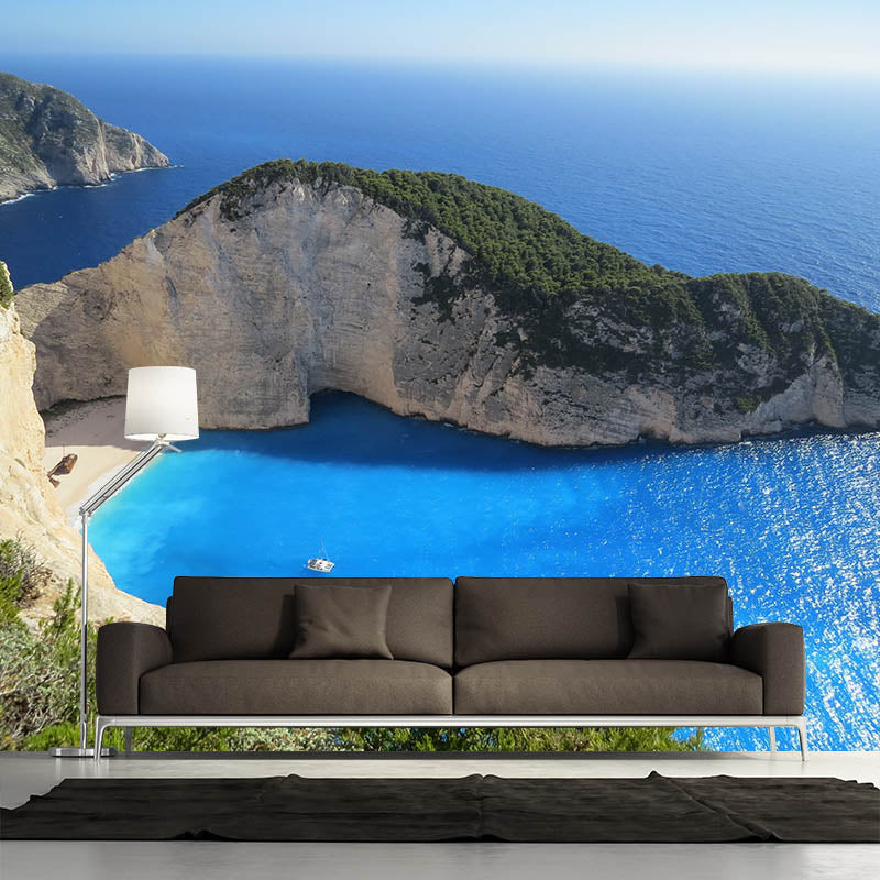 Environmental Moisture Resistant Wallpaper Living Room Sea Print Photography