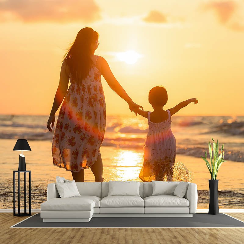 Environmental Moisture Resistant Wallpaper Living Room Sea Print Photography