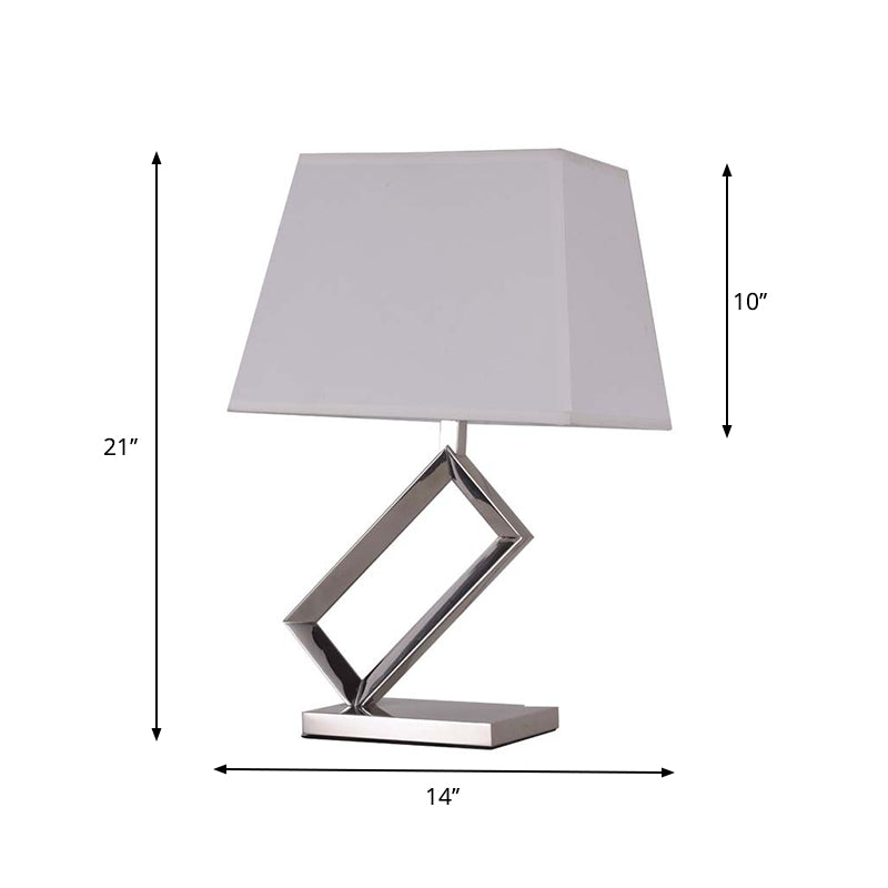 1 Bulb Bedside Nightstand Lighting Modern Fabric White Table Light with Pagoda Shade and Steel Frame Base