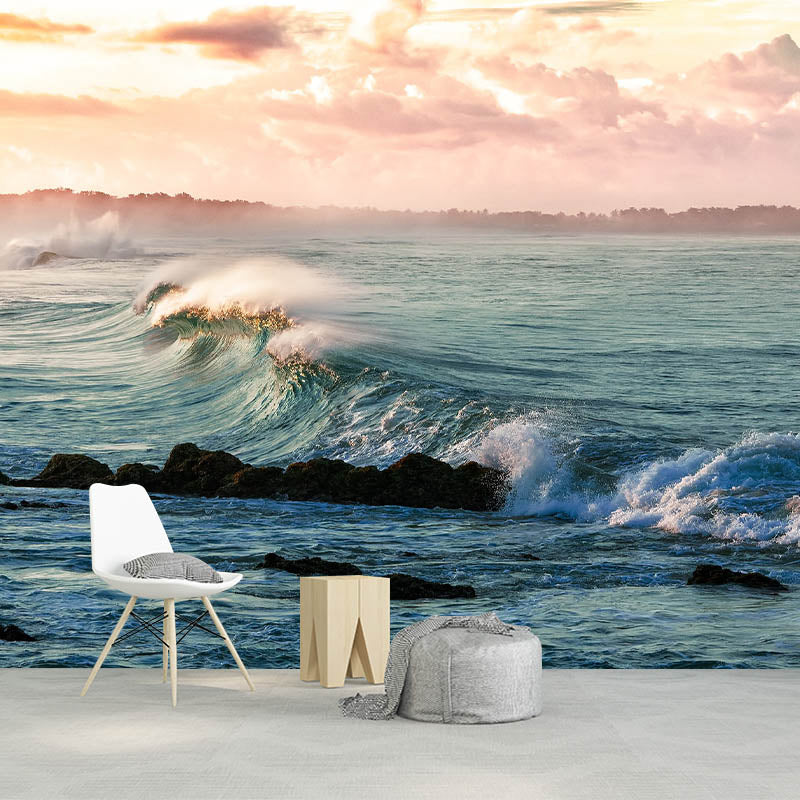 Mildew Resistant Decorative Wallpaper Sea Print Living Room Tropical Photography