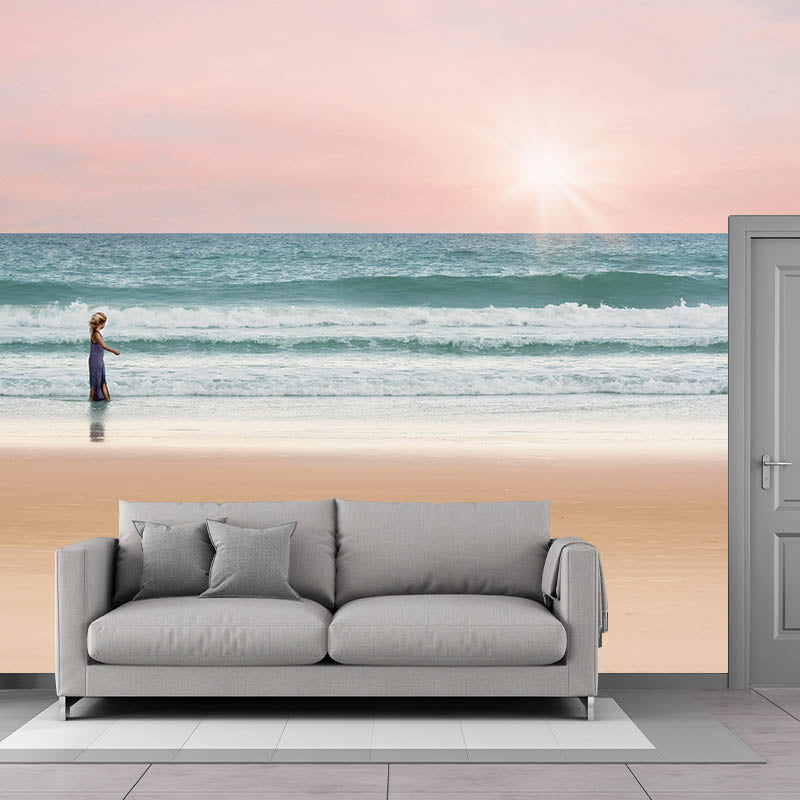 Stain Resistant Sea Pattern Coastal Photography Wall Mural Bedroom