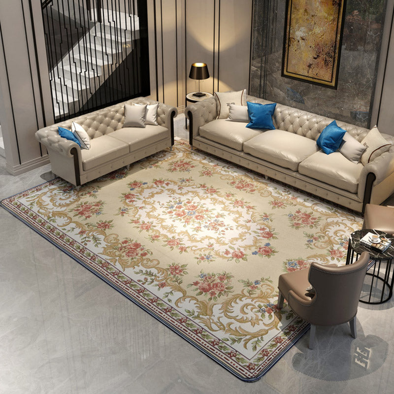 Moroccan Rug Polyester Area Rug Easy Care Carpet for Bedroom