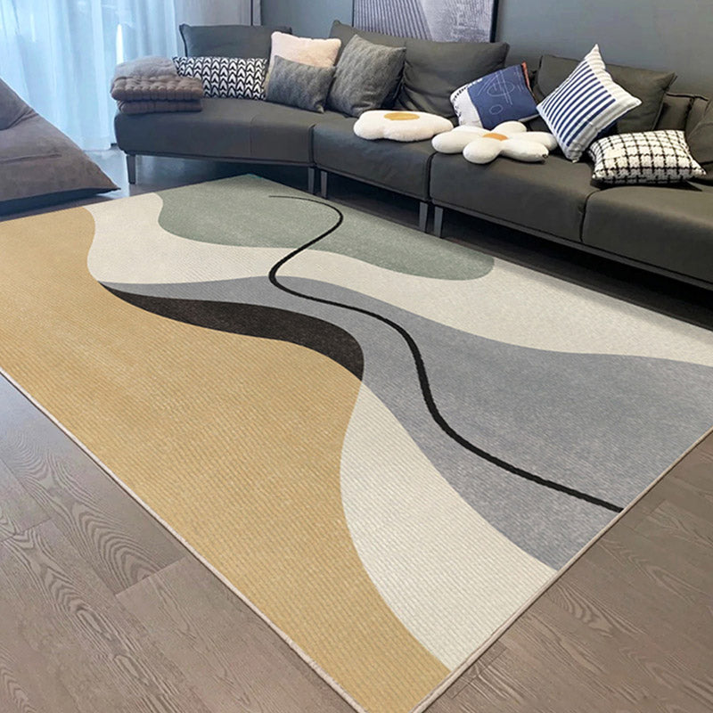 Casual Rug Simple Area Rug Polyester Easy Care Carpet for Bedroom