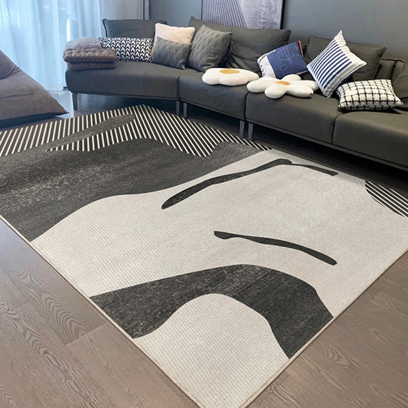 Casual Rug Simple Area Rug Polyester Easy Care Carpet for Bedroom