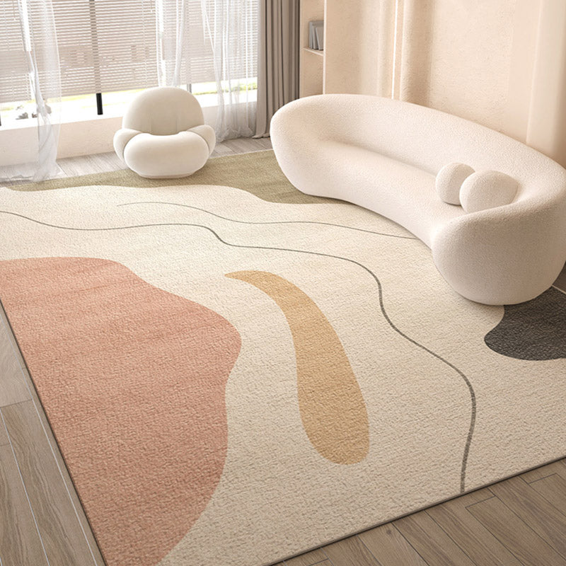 Casual Colorblock Rug Morandi Color Area Rug Polyester Easy Care Carpet for Living Room