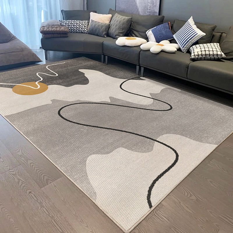 Modern Colorblock Rug Morandi Color Area Rug Polyester Easy Care Carpet for Living Room