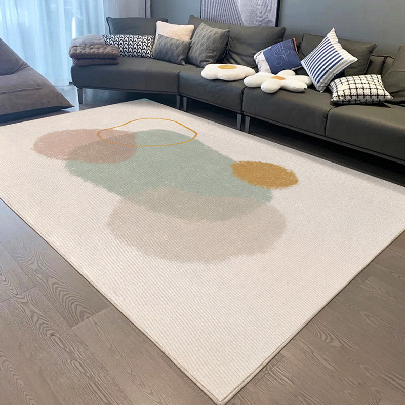 Modern Colorblock Rug Morandi Color Area Rug Polyester Easy Care Carpet for Living Room
