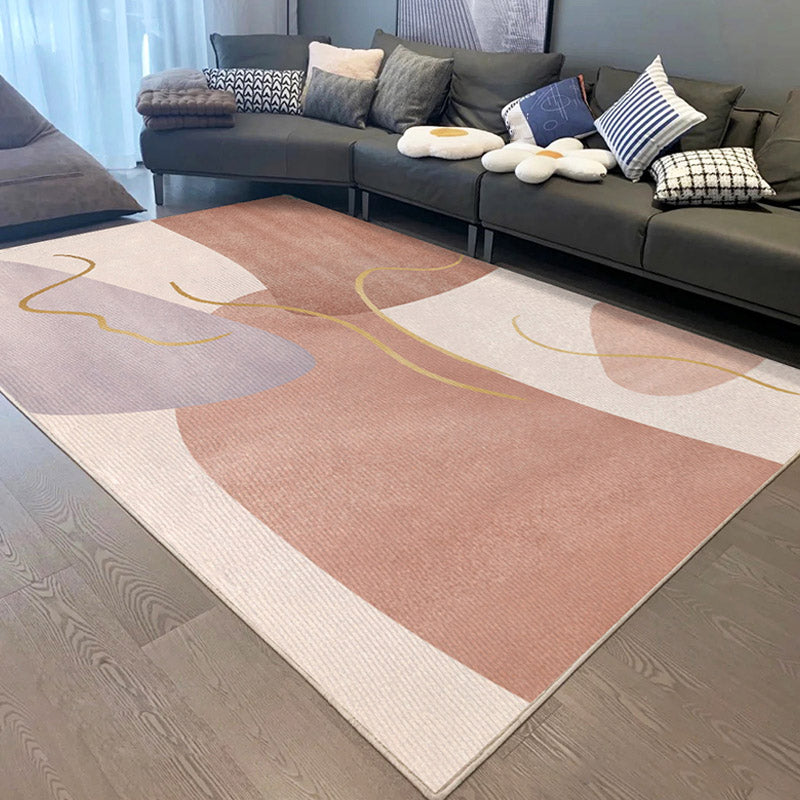 Modern Colorblock Rug Morandi Color Area Rug Polyester Easy Care Carpet for Living Room