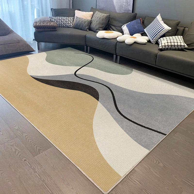 Modern Colorblock Rug Morandi Color Area Rug Polyester Easy Care Carpet for Living Room