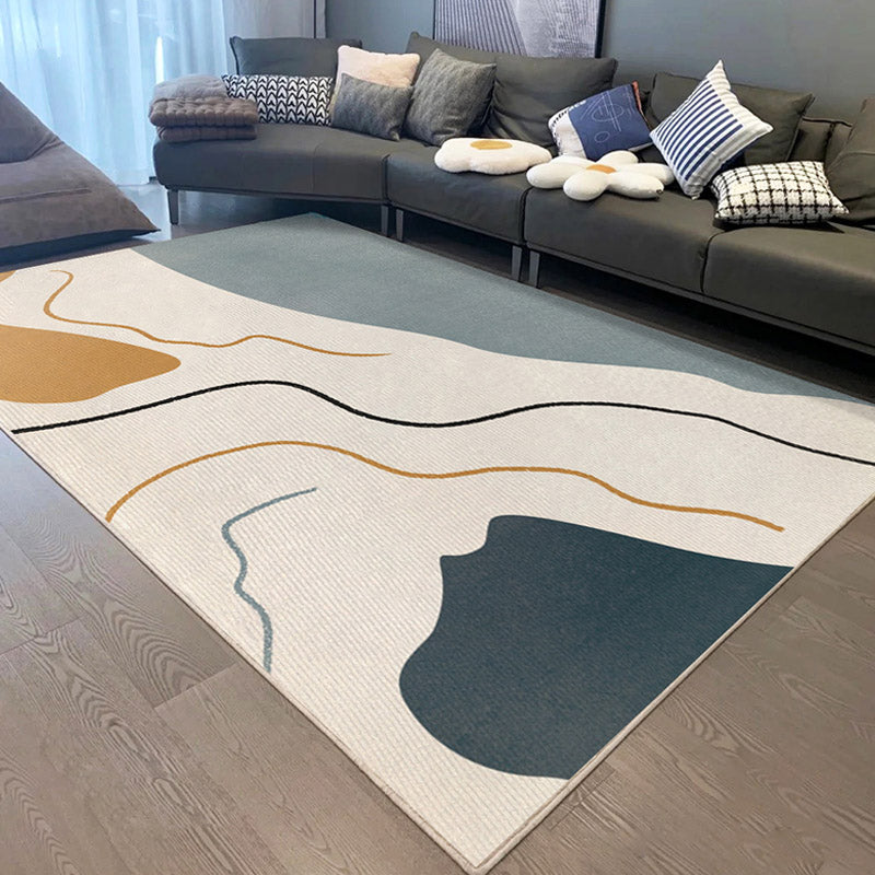 Modern Colorblock Rug Morandi Color Area Rug Polyester Easy Care Carpet for Living Room