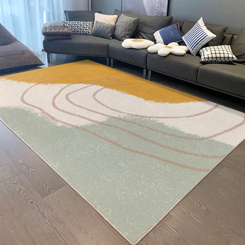 Modern Colorblock Rug Morandi Color Area Rug Polyester Easy Care Carpet for Living Room