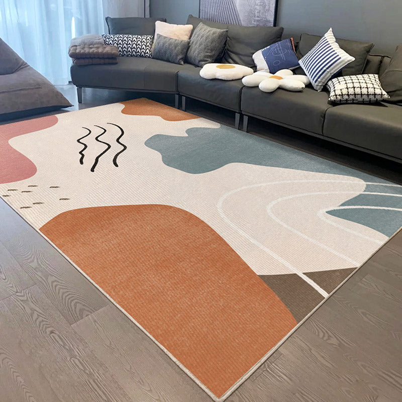 Modern Colorblock Rug Morandi Color Area Rug Polyester Easy Care Carpet for Living Room