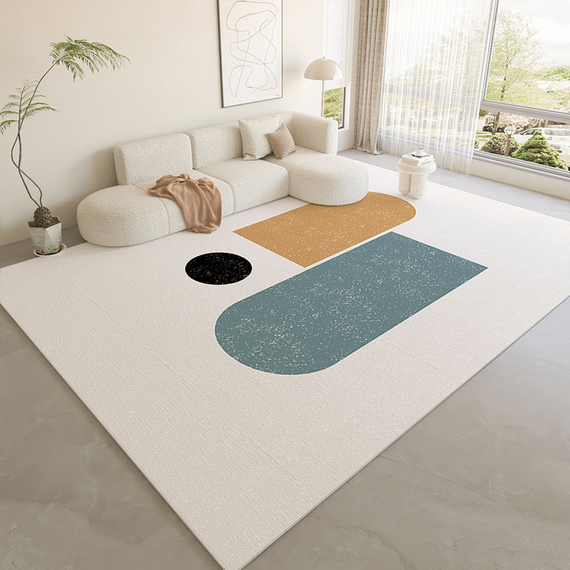 Nordic Area Rug Sparkle Silver Simple Rug Polyester Non-Slip Area Rug for Living Room