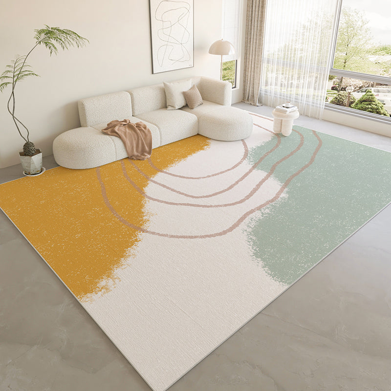 Nordic Area Rug Sparkle Silver Simple Rug Polyester Non-Slip Area Rug for Living Room