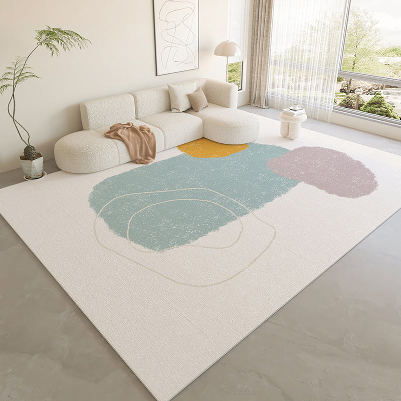 Nordic Area Rug Sparkle Silver Simple Rug Polyester Non-Slip Area Rug for Living Room