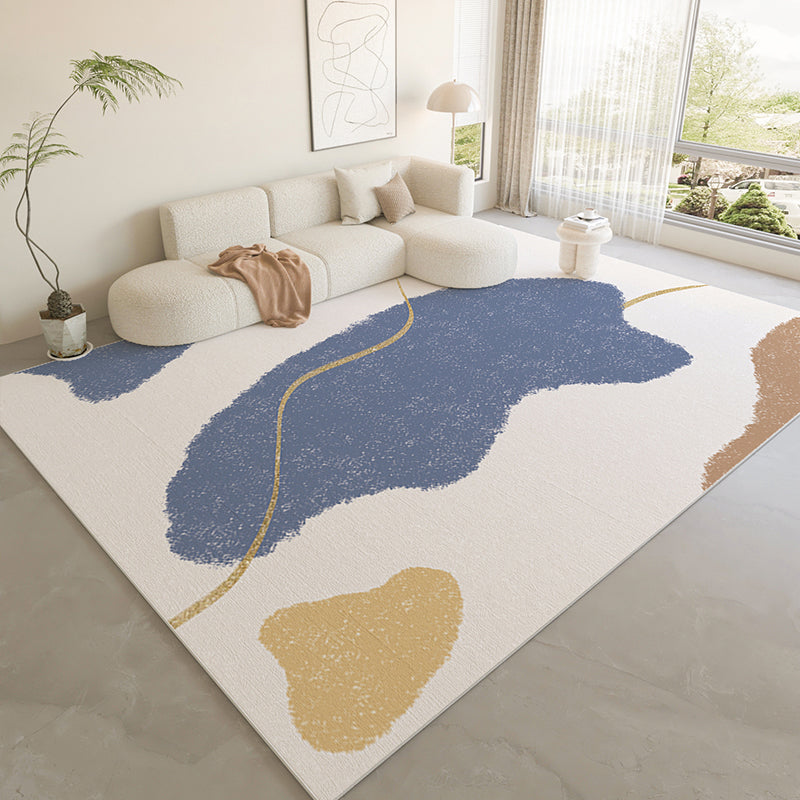 Nordic Area Rug Sparkle Silver Simple Rug Polyester Non-Slip Area Rug for Living Room