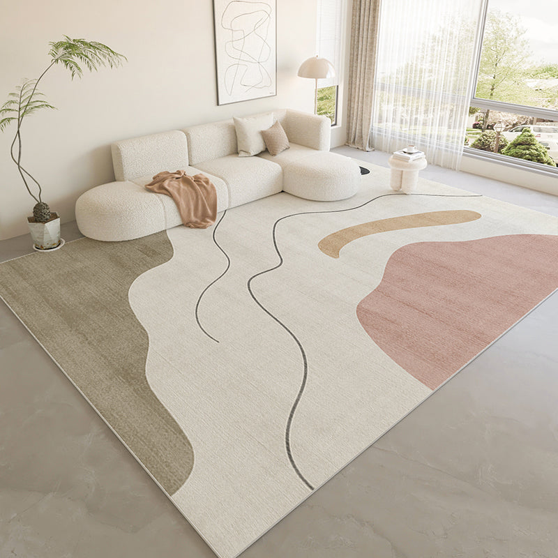 Nordic Area Rug Sparkle Silver Simple Rug Polyester Non-Slip Area Rug for Living Room