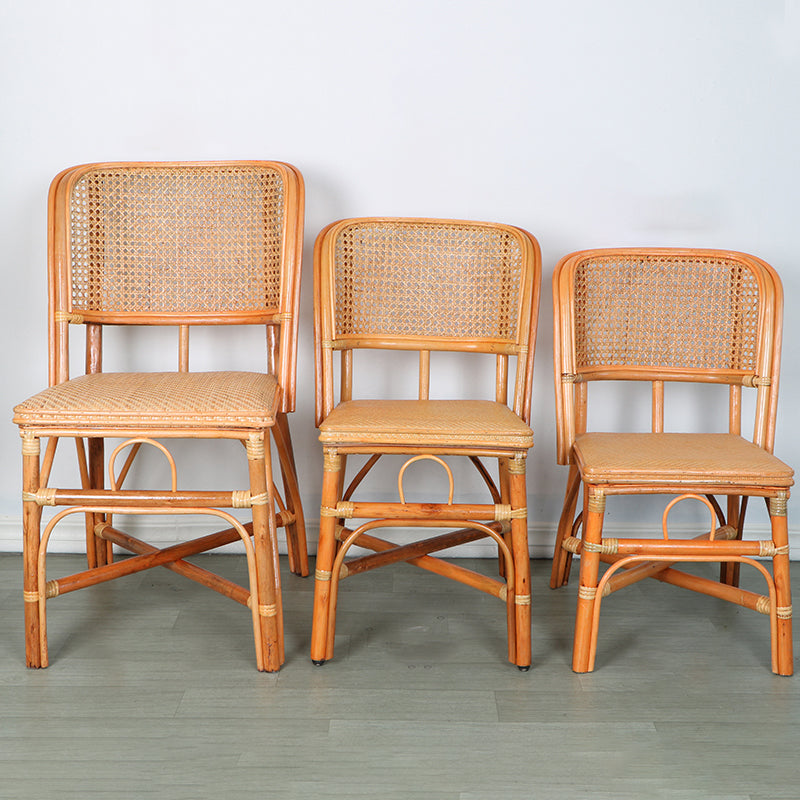 Tropical Natural Patio Dining Chair Rattan Armless Open Back