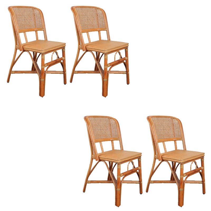 Tropical Natural Patio Dining Chair Rattan Armless Open Back