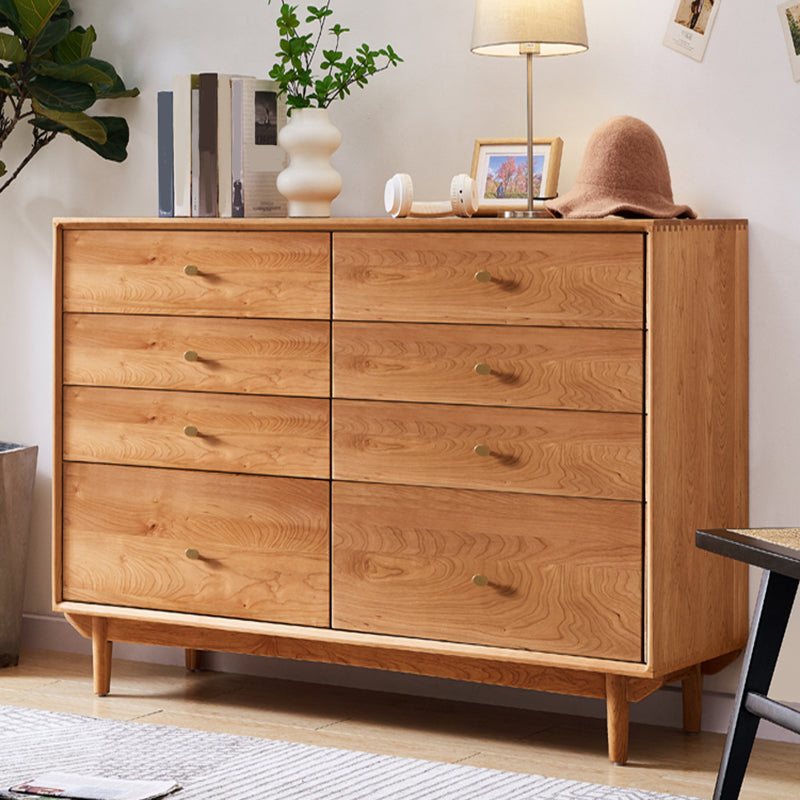 Traditional Horizontal Double Dresser Wood Storage Dresser with Drawers for Home