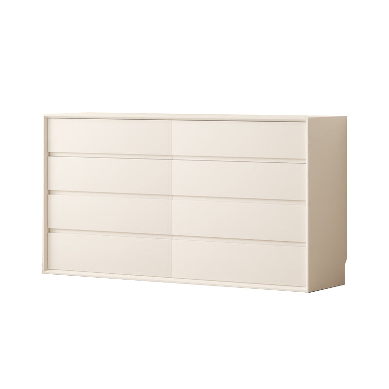 Contemporary Horizontal Double Dresser White Wood Storage Dresser with Drawers for Home