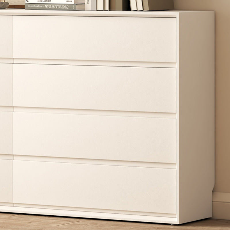 Contemporary Horizontal Double Dresser White Wood Storage Dresser with Drawers for Home