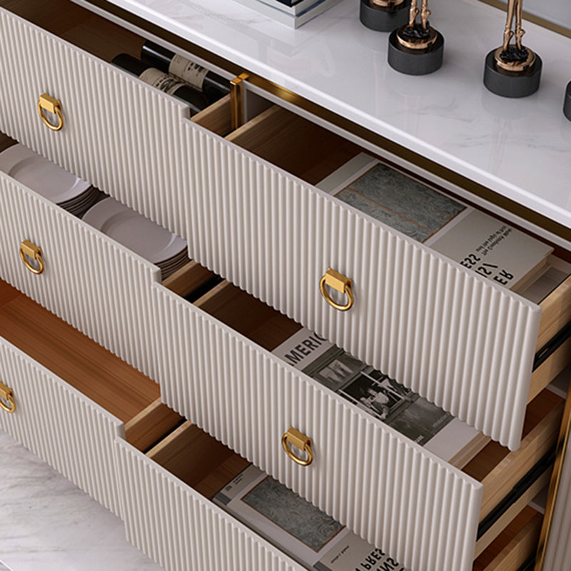 Glam Horizontal Dresser Stone Top Drawers Storage Dresser for Bedroom