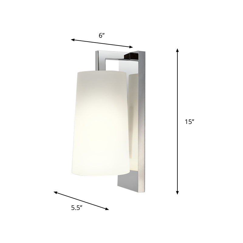 Fabric Tapering Wall Lighting Simplicity 1 Head White Sconce Ideas with Chrome Arm