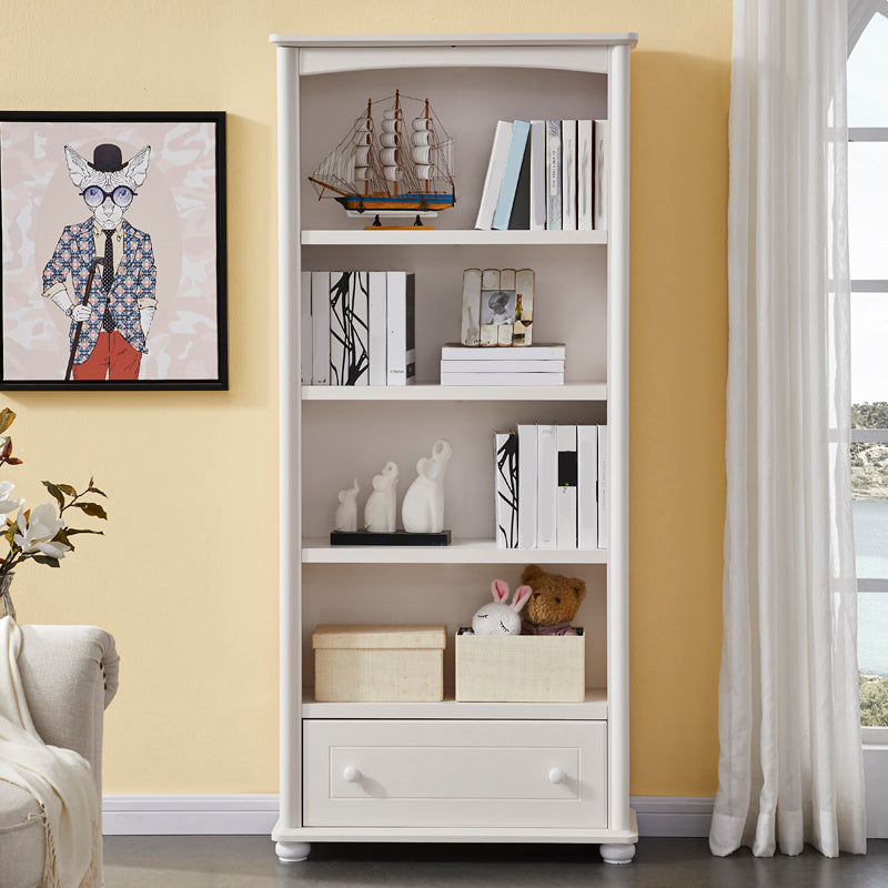 Pure White Standard Bookcase Contemporary Wooden Bookshelf with Shelves