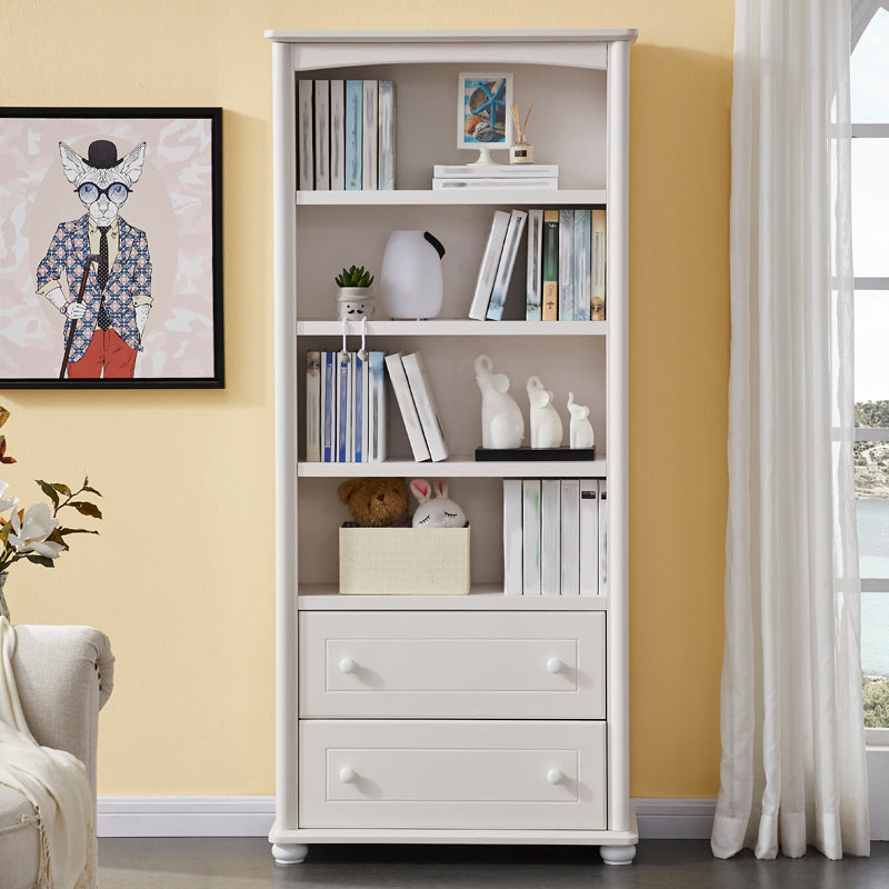 Pure White Standard Bookcase Contemporary Wooden Bookshelf with Shelves