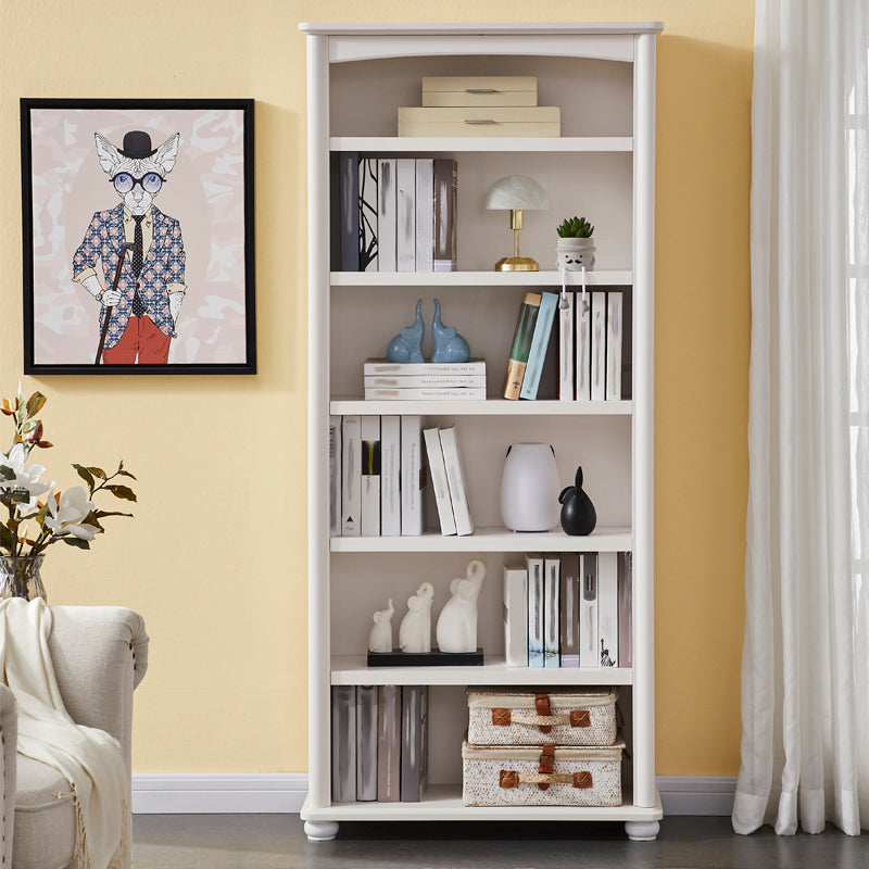 Pure White Standard Bookcase Contemporary Wooden Bookshelf with Shelves