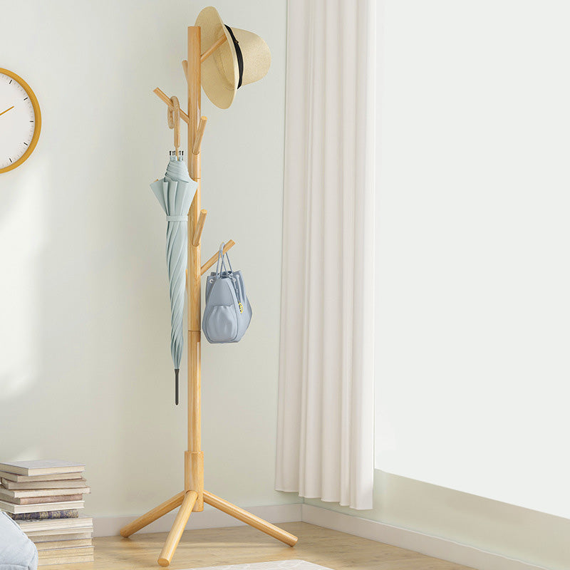 Contemporary Clothes Hanger Solid Wood Coat Rack with Coat Hooks