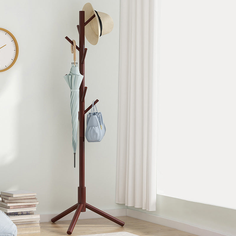 Contemporary Clothes Hanger Solid Wood Coat Rack with Coat Hooks