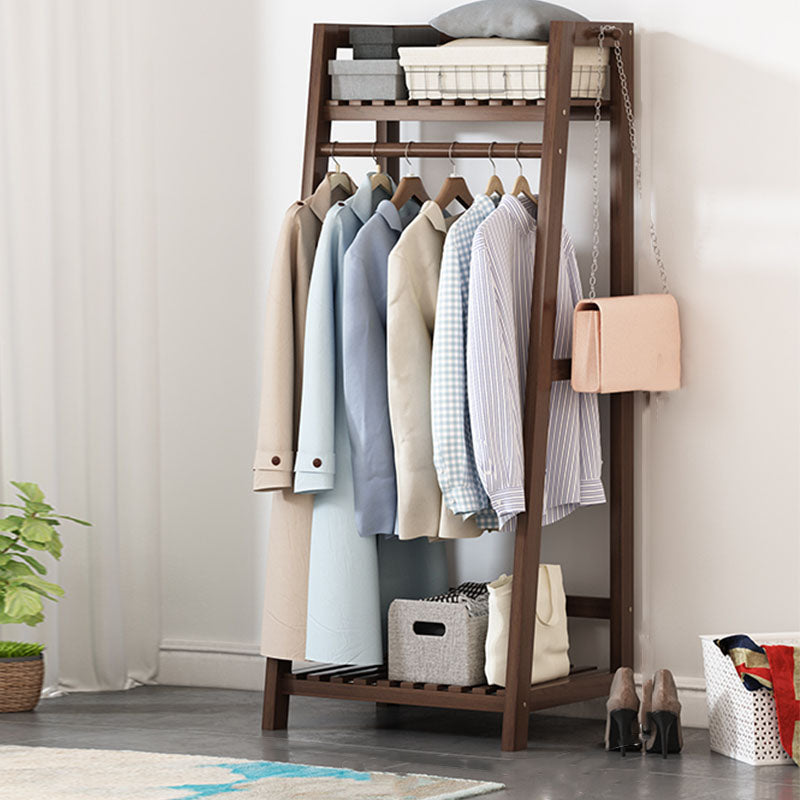 Living Room Coat Rack Wood 56.69 Inch Hall Tree Trapezoid Shape Entryway Kit