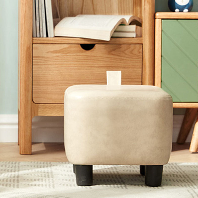 Contemporary Style Footstool Square Leather Foot Stool with 4 Legs