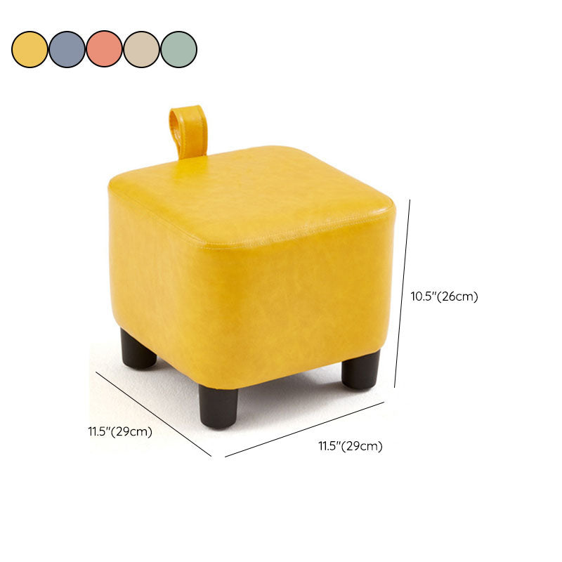 Contemporary Style Footstool Square Leather Foot Stool with 4 Legs