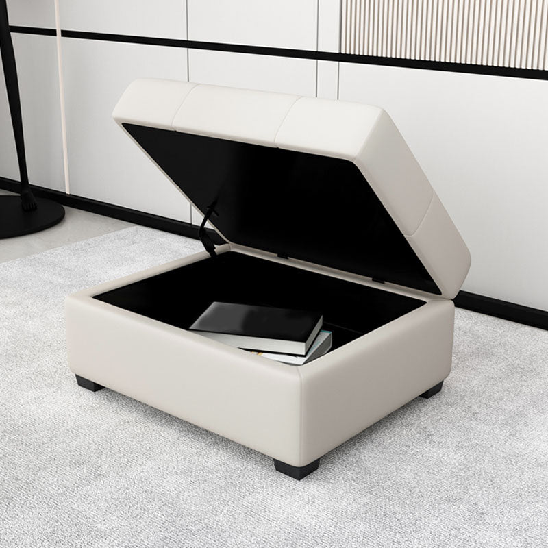 Modern Storage Ottomans Rectangle Leather Storage Ottomans with Legs