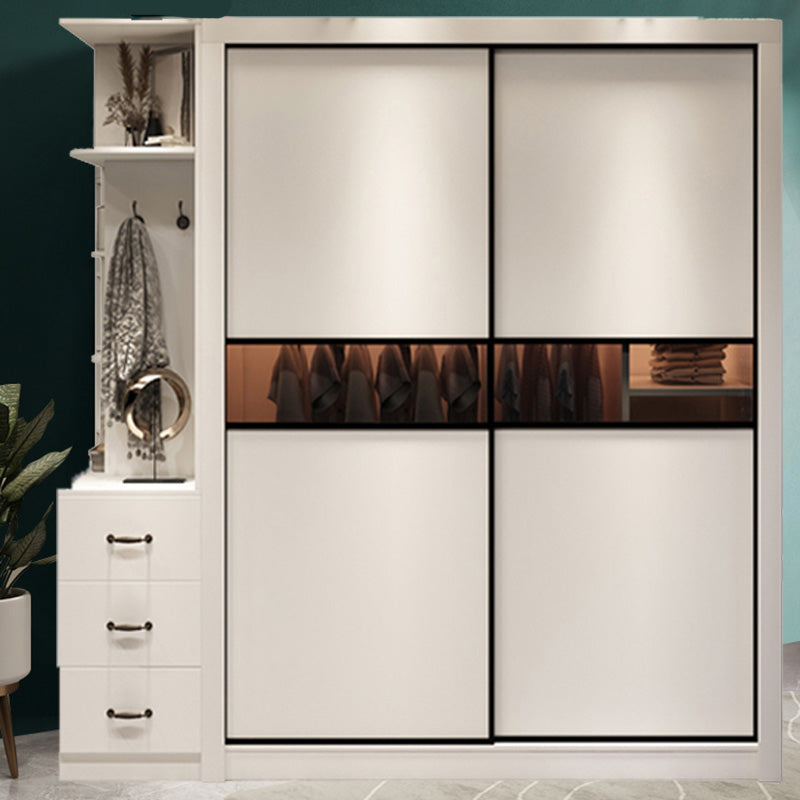 Modern Wooden Wardrobe Closet Bedroom Sliding Doors Storage Armoire