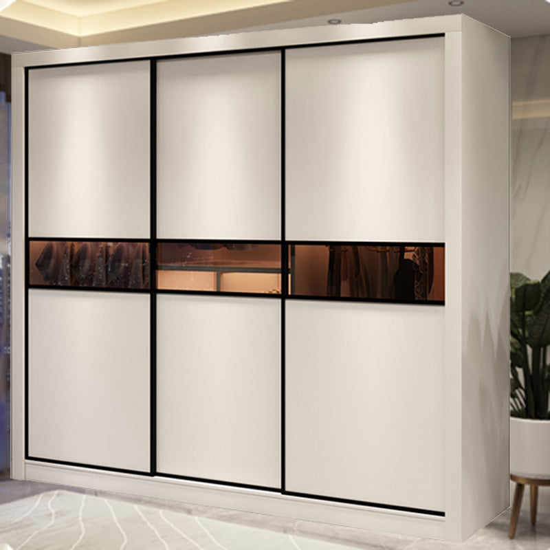Modern Wooden Wardrobe Closet Bedroom Sliding Doors Storage Armoire