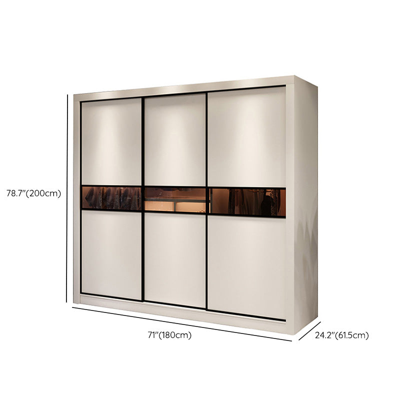 Modern Wooden Wardrobe Closet Bedroom Sliding Doors Storage Armoire