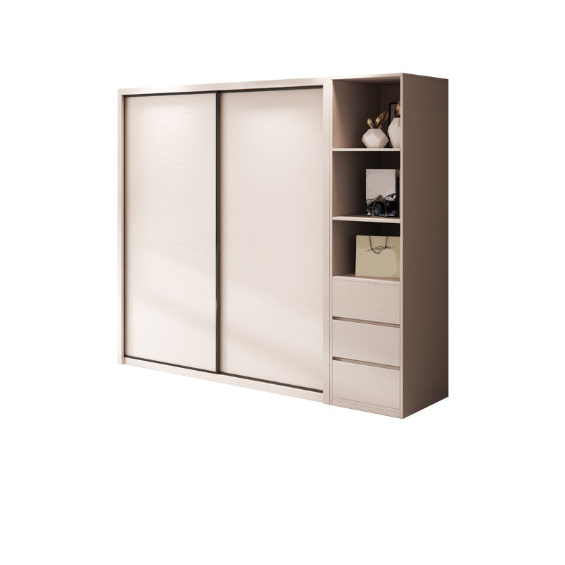 Bedroom Wooden Storage Cabinet Modern Style Armoire with Garment Rod