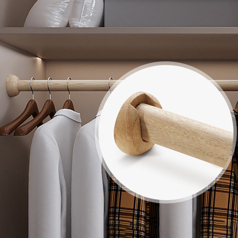 Bedroom Wooden Storage Cabinet Modern Style Armoire with Garment Rod