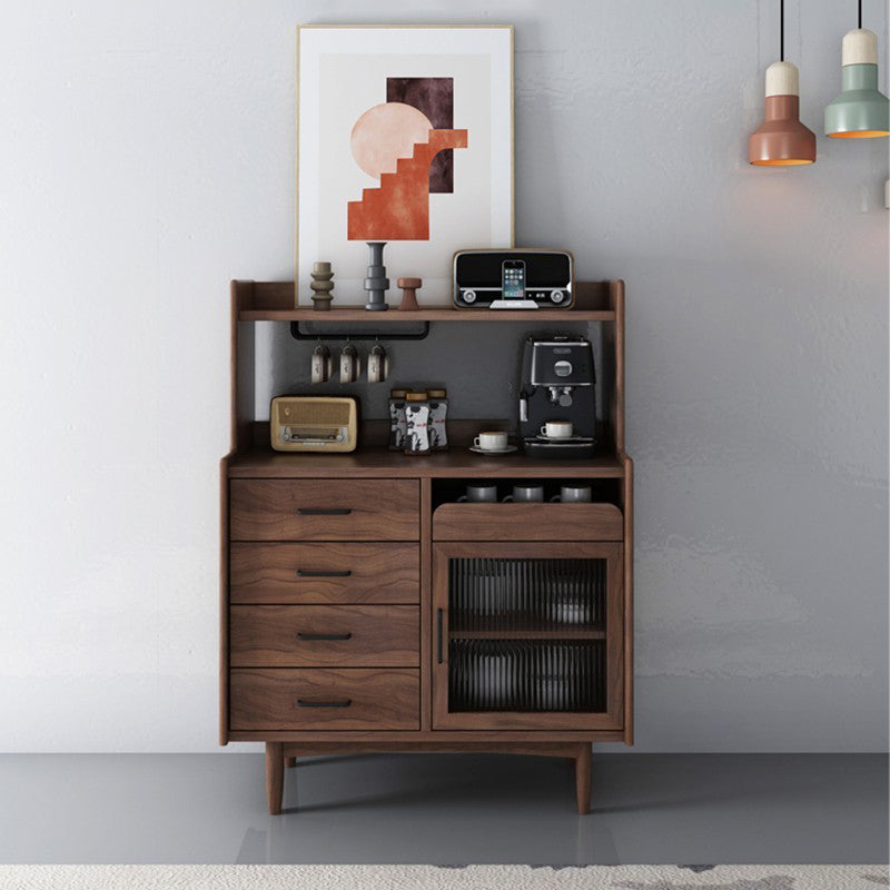 Modern Dining Server Pine Buffet Server with Drawers for Kitchen