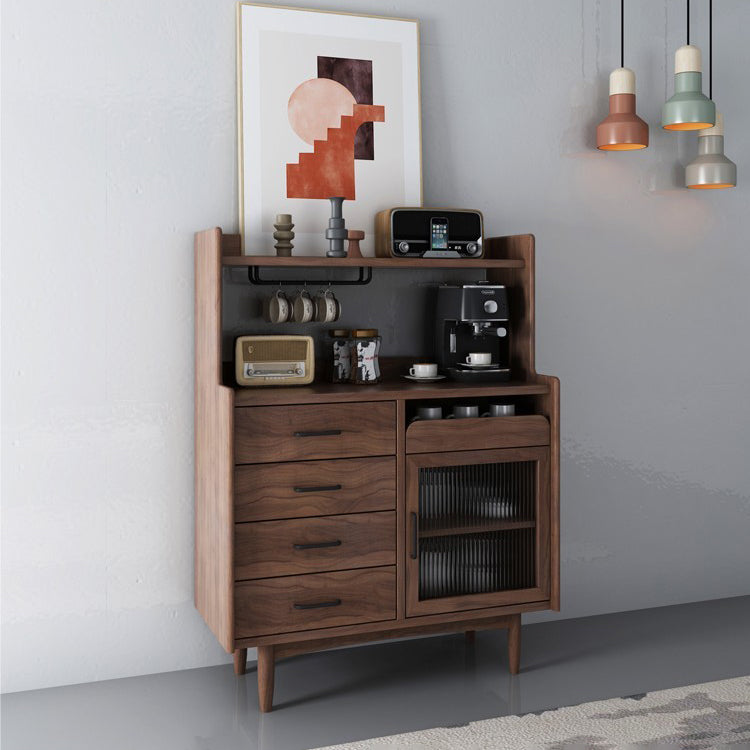 Modern Dining Server Pine Buffet Server with Drawers for Kitchen