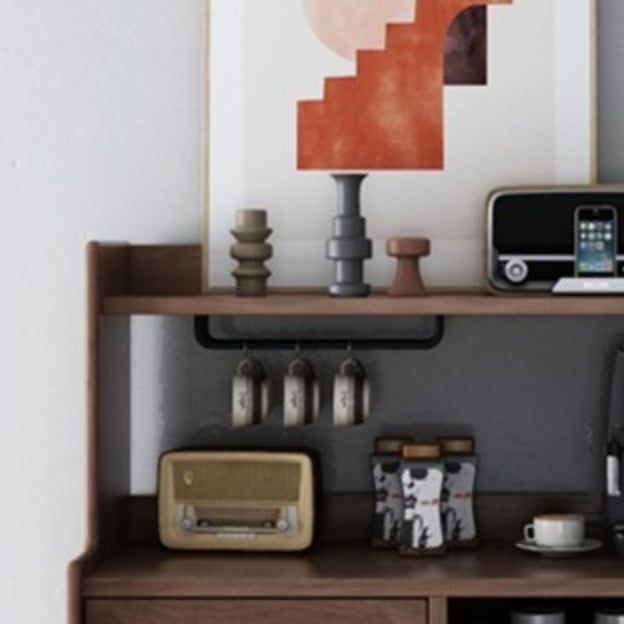 Modern Dining Server Pine Buffet Server with Drawers for Kitchen